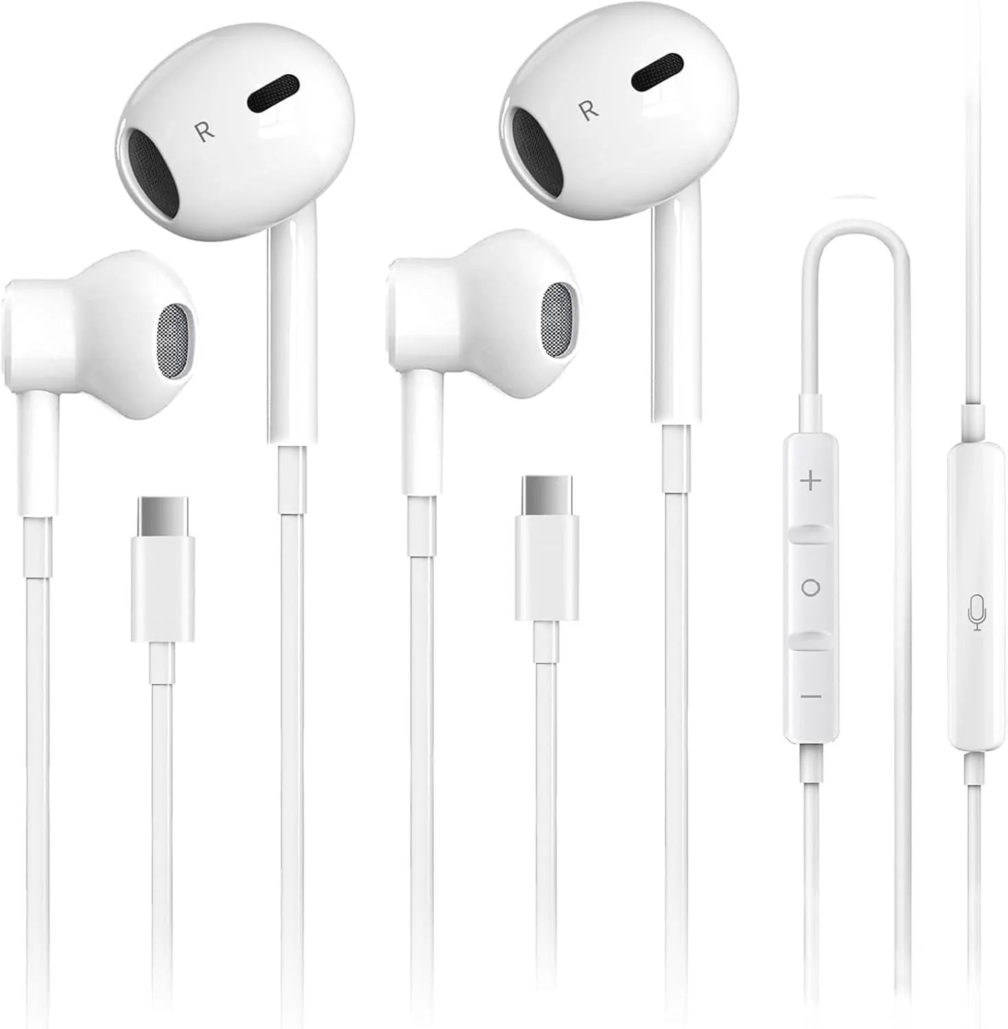 2 Pack USB C Headphones for iPhone 16, Type C Earbuds Wired Earbuds with Microphone & Remote Control Noise Cancelling Earphones, Compatible with iPhone 16 Pro Max, iPad Pro, Most USB C Jack Devices
