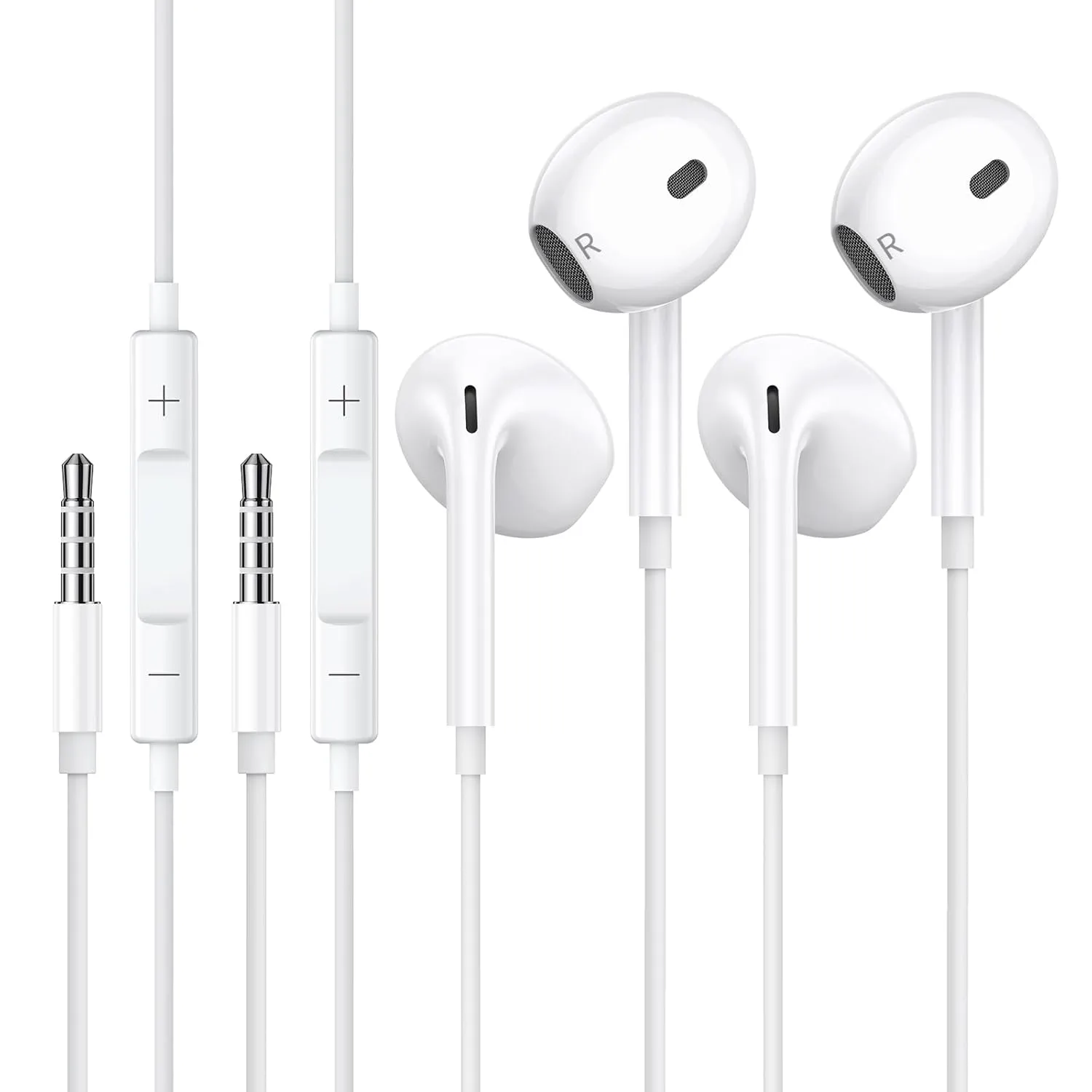 2 Packs Earbuds Wired 3.5 MM for iPhone [MFi Certified] Headphones Bass Stereo with Microphone & Volume Control Headsets Cable Earphones,Compatible with Android/Computer/Laptop/PC/MP3/Kindles