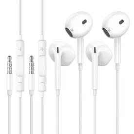 2 Packs Earbuds Wired 3.5 MM for iPhone [MFi Certified] Headphones Bass Stereo with Microphone & Volume Control Headsets Cable Earphones,Compatible with Android/Computer/Laptop/PC/MP3/Kindles