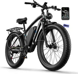 24"/26" Ebike for Adults Electric, Peak 2500W E-Bike, 52V 19.2Ah, Max 40MPH&70Miles, Hydraulic Disc Brake, Off Road Snow Mountain Pedal Assist E-Bikes, Fat Tire Fast E-Bicycle, UL Certified