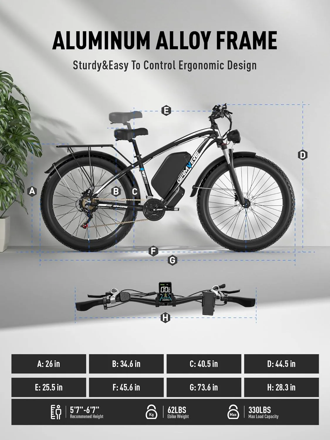 24"/26" Ebike for Adults Electric, Peak 2500W E-Bike, 52V 19.2Ah, Max 40MPH&70Miles, Hydraulic Disc Brake, Off Road Snow Mountain Pedal Assist E-Bikes, Fat Tire Fast E-Bicycle, UL Certified