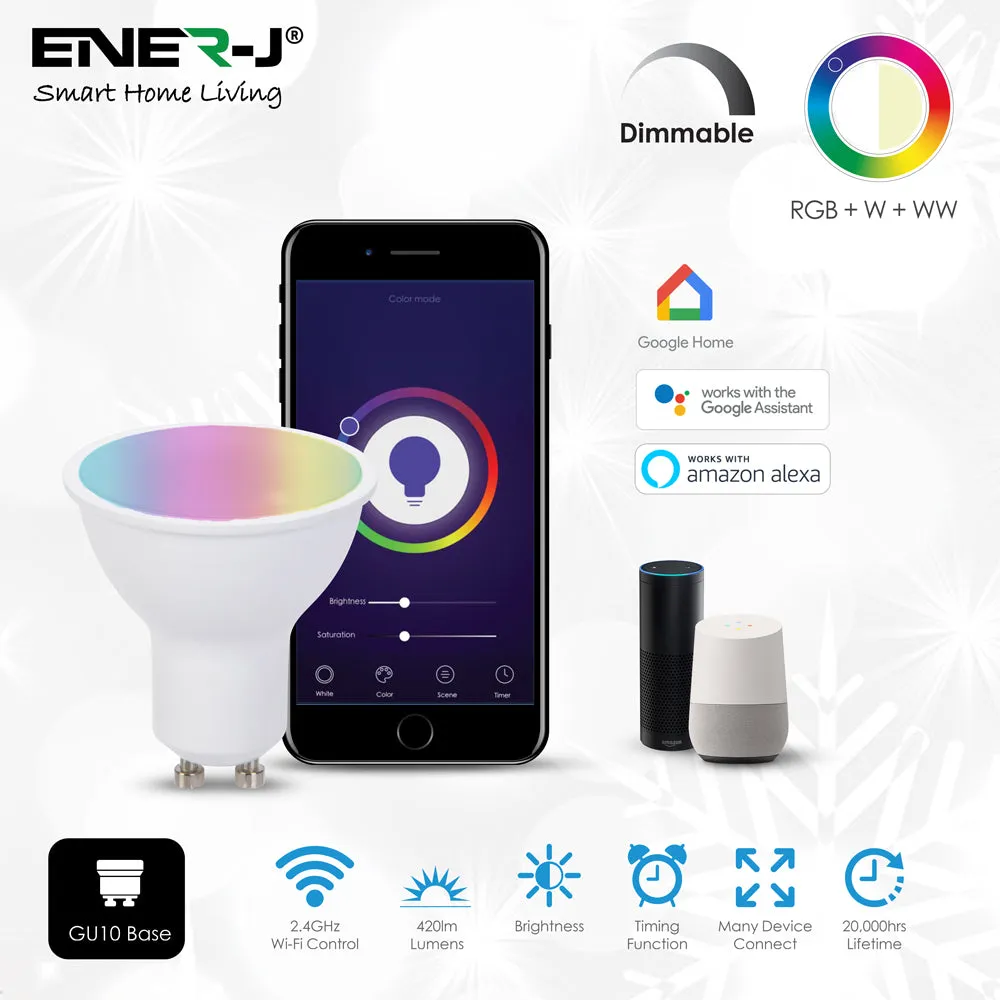 5W Smart Colour Changing Light Bulb, GU10 RGB CCT Colour Changing Bulbs,  Bluetooth APP Control LED Bulbs, WiFi Dimmable RGB and White Light, Mood Light for Room Decor & Party (Pack of 3)