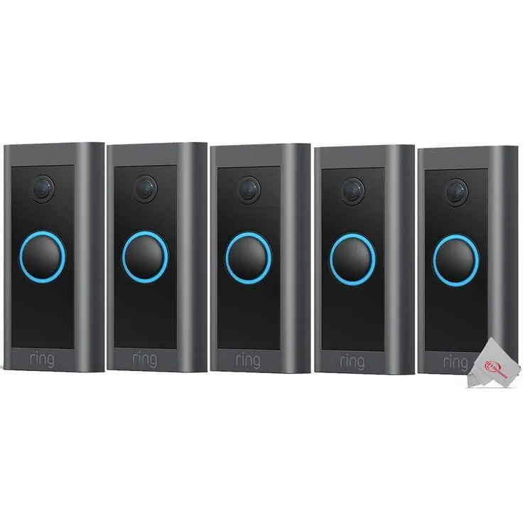 5x Ring 1080p Wired HD Video Doorbell Black