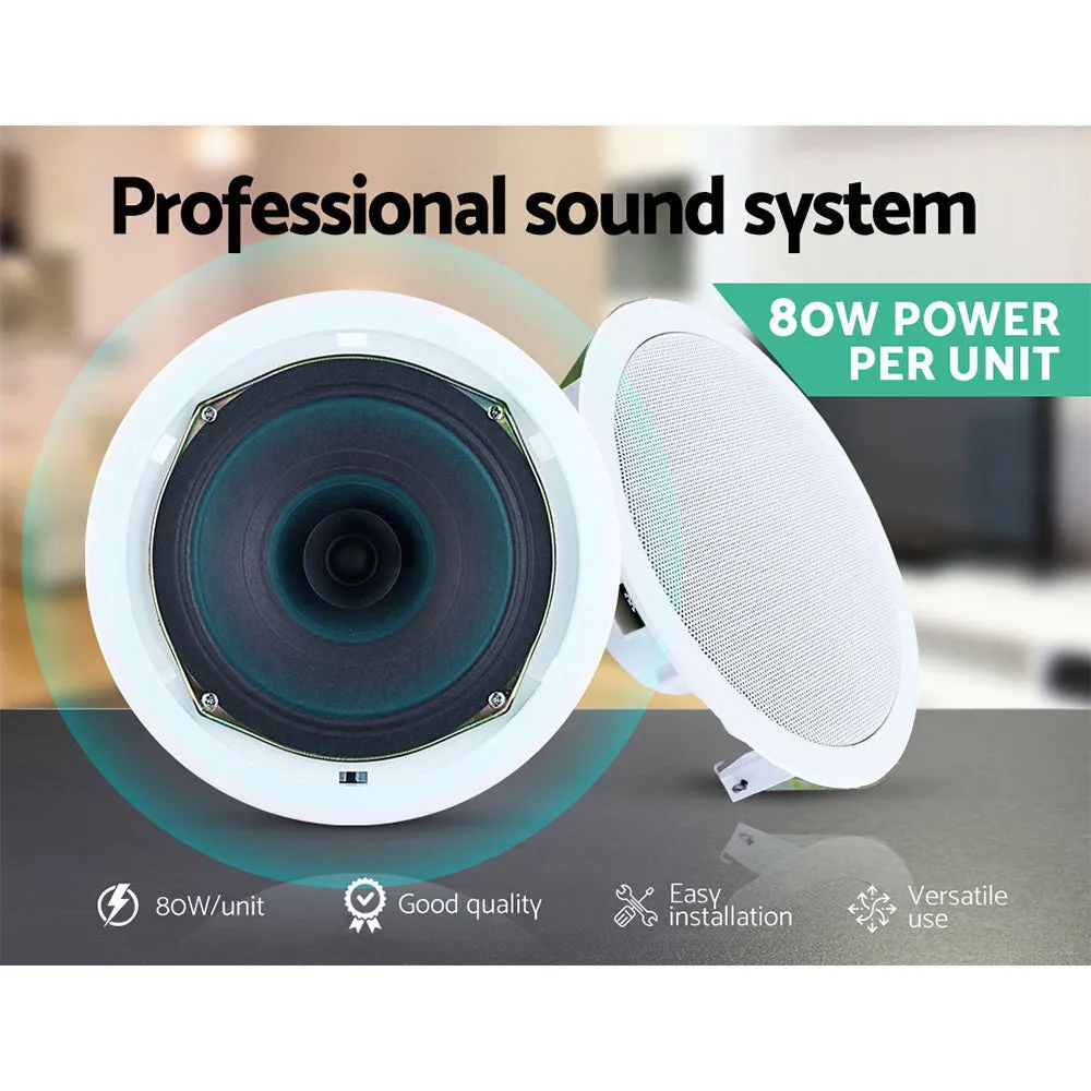 80W 6" Ceiling Speakers, ABS Enclosure, Metal Cover, Home Theatre - 2 Pack