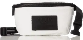 ALOHA Collection White Mini Hip Pack, Lightweight, Packable, & Splash-Proof - Durable, Washable, & Reusable Fanny Pack for Gym, Beach & Travel, Easy to Clean Material (8.5" x 3.75")