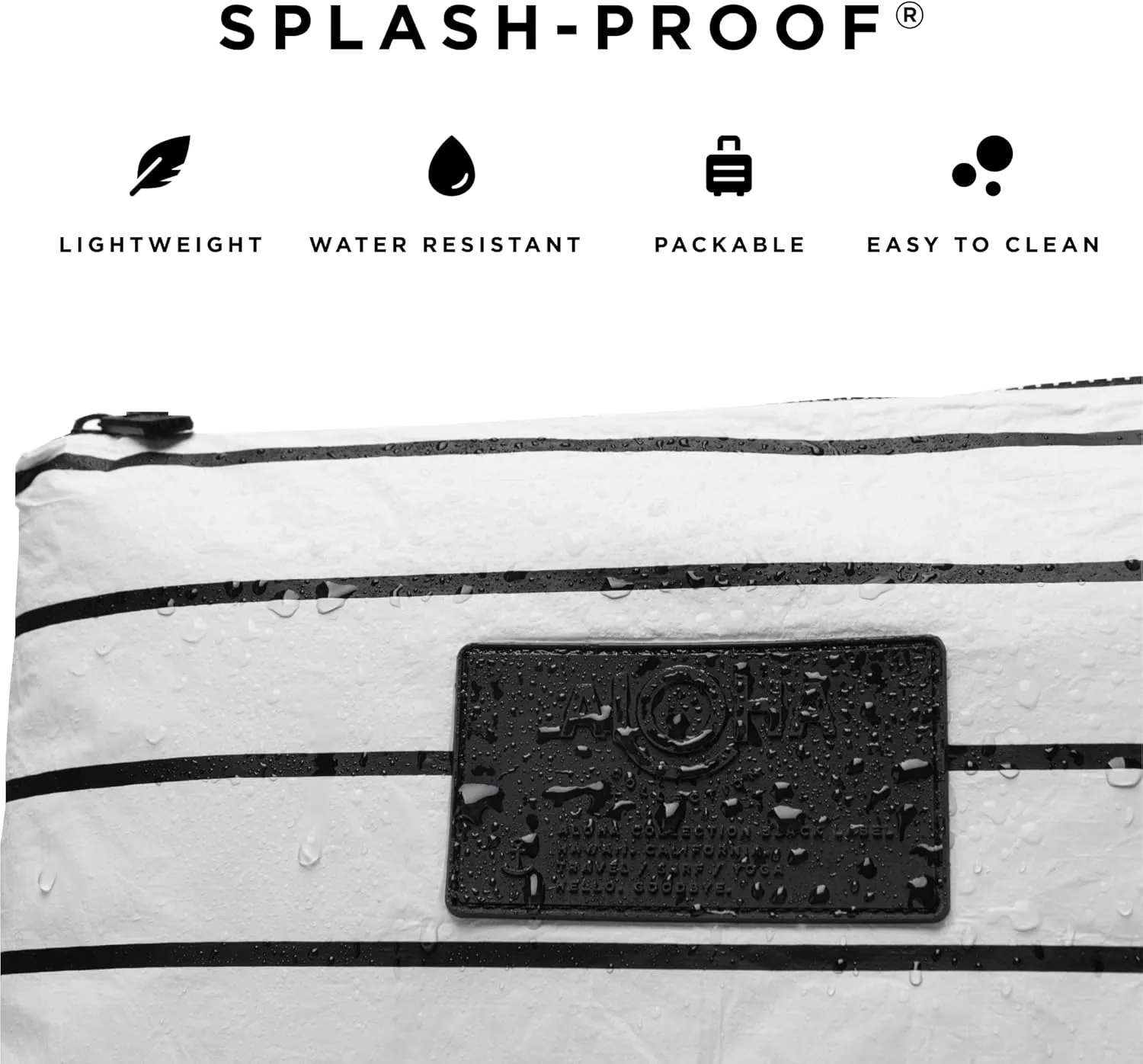 ALOHA Collection White Mini Hip Pack, Lightweight, Packable, & Splash-Proof - Durable, Washable, & Reusable Fanny Pack for Gym, Beach & Travel, Easy to Clean Material (8.5" x 3.75")