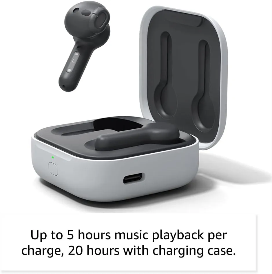 Amazon Echo Buds (newest model), True Wireless Bluetooth 5.2 Earbuds with Alexa, audio personalization, multipoint, 20H battery with charging case, fast charging, sweat resistant, Black
