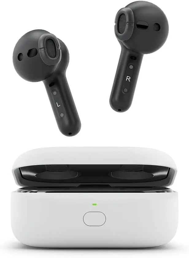 Amazon Echo Buds (newest model), True Wireless Bluetooth 5.2 Earbuds with Alexa, audio personalization, multipoint, 20H battery with charging case, fast charging, sweat resistant, Black