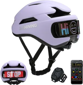 Bike Helmet for Adult Men Women, Bicycle Helmet with LED Display, Ebike Helmet with Remote and App, Cycling Helmets with Turn Signals, Rear Light, DIY Image, Mens Bike Helmets Fit 22-24in