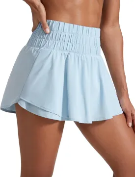 CRZ YOGA Athletic Shorts for Women High Waisted Flowy Ruffle Skirt Overlay for Workout Running Tennis with Zip Pocket