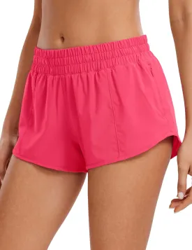 CRZ YOGA Women's Running Shorts Low Waisted 2.5" - Mesh Liner Quick Dry for Track Gym Athletic Workout with Zip Pocket