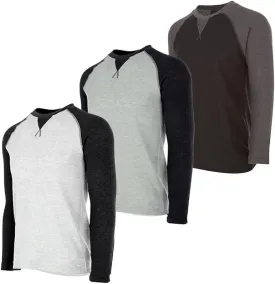 DARESAY 3 Pack: Thermal Long Sleeve Tee Shirt for Men- Henley & Crew Long Sleeve Shirts for Men  Mens Long Sleeve T Shirts