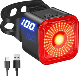 DARKBEAM Bike Tail Light with LED Display Screen, USB-C Rechargeable 6 Light Modes, IP55 Waterproof Bicycle Taillight for Night Riding, Super Bright Rear Bike Light for Road Mountain, Cycling