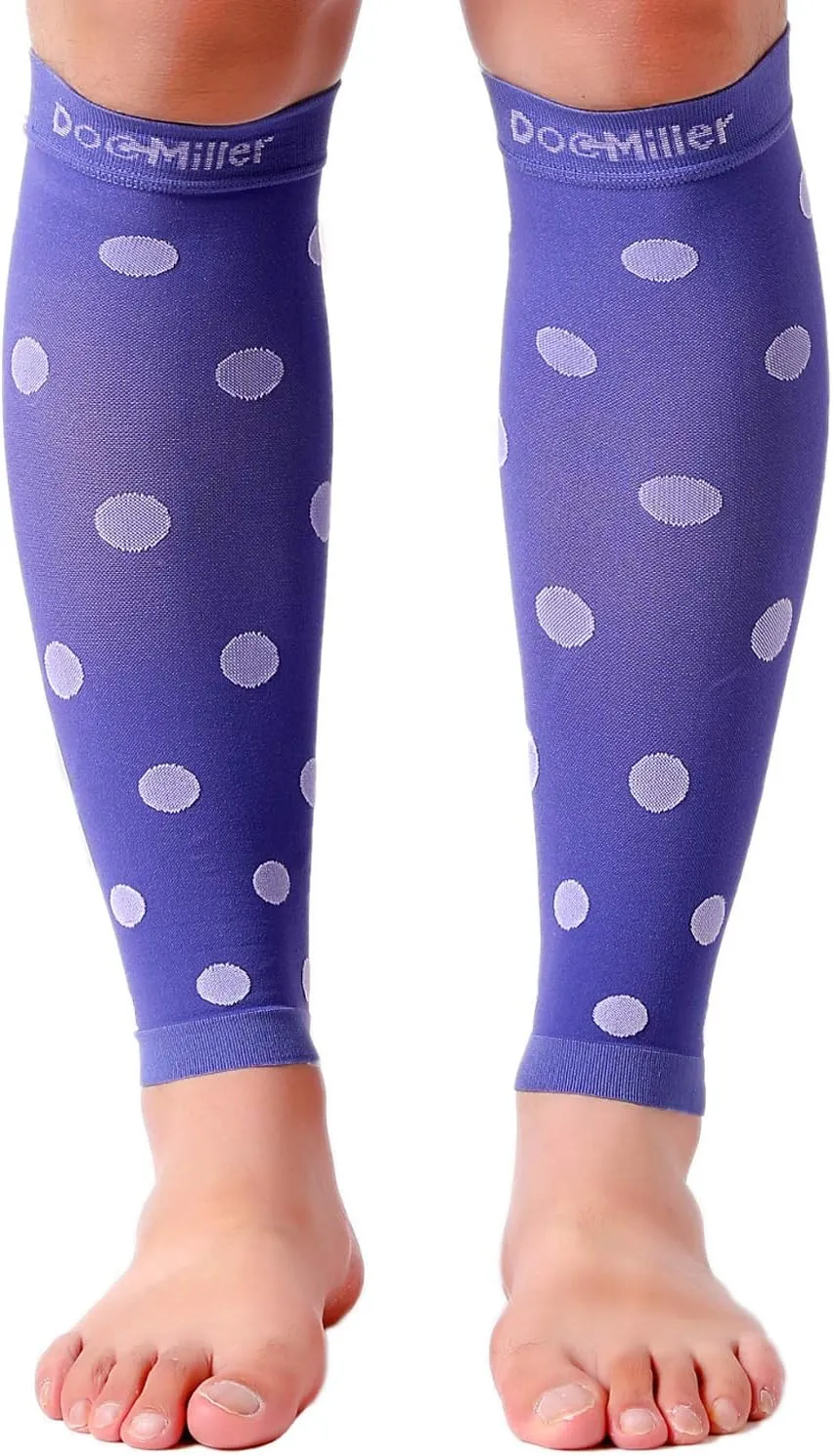 Doc Miller Calf Compression Sleeve  Footless Socks for Women & Men, 20-30mmHg, Shin Splint & Leg Cramp Support, Varicose Veins, Knee High, 1 Pair, Polka Dot