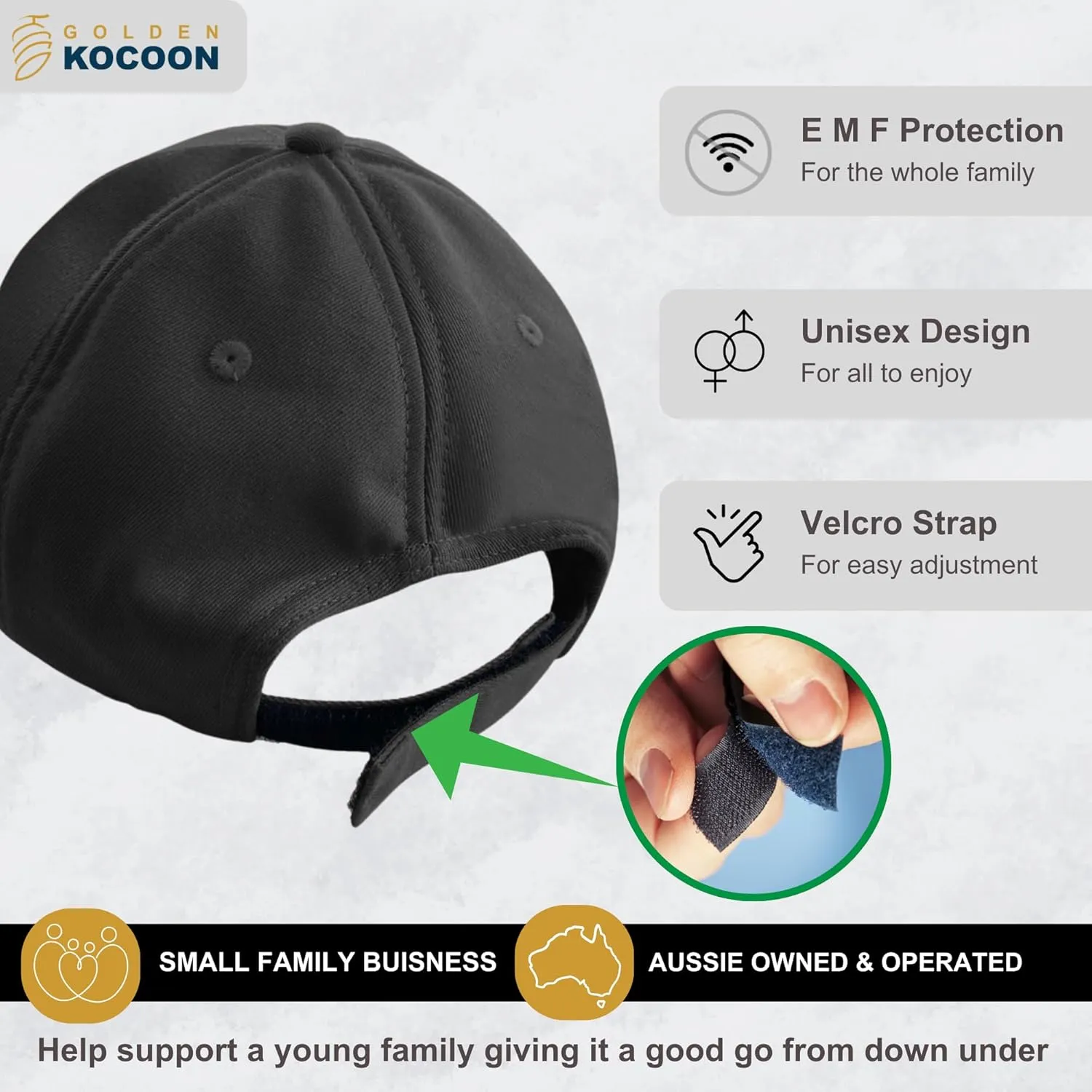 Golden Kocoon- E.M.F Cap Hat- Bamboo Faraday Fabric Liner- 5.g, Cell Towers, Bluetooth, Smart Meters & WiFi