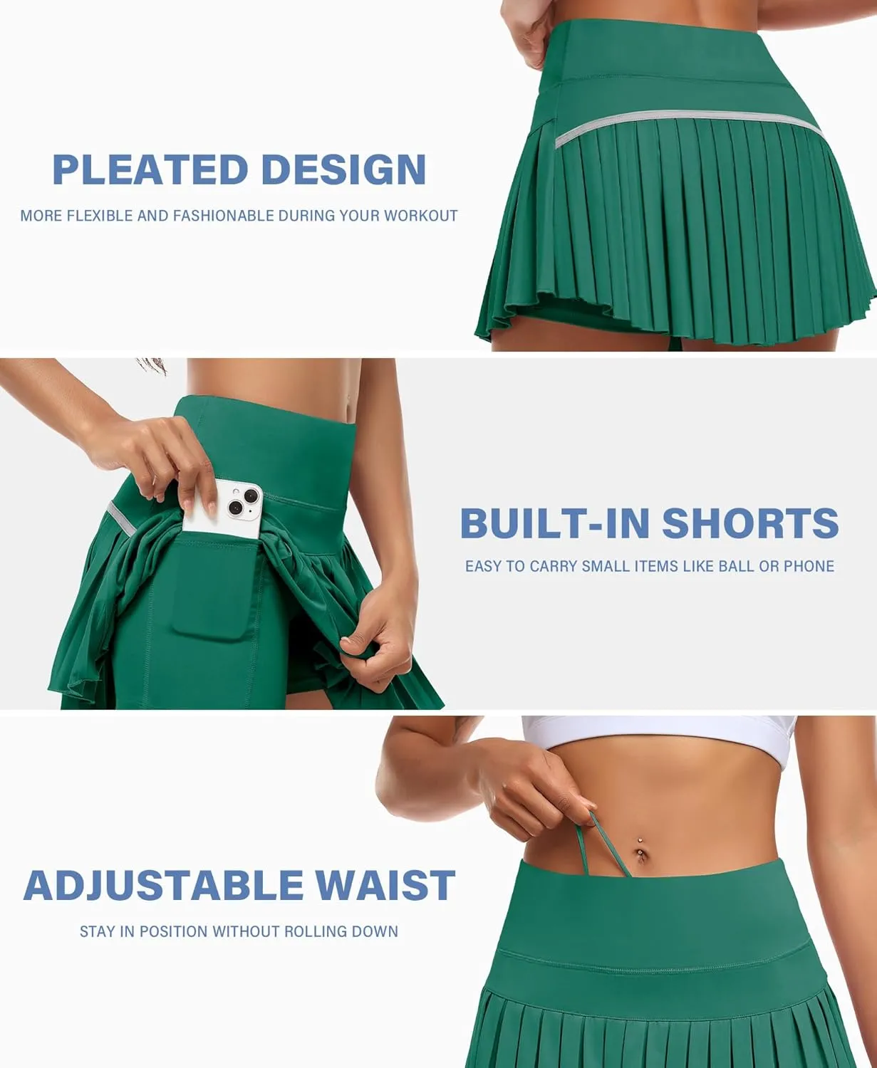 JoyGirl Womens Pleated Tennis Skirt with Shorts High Waisted Golf Skort Mini Skirt Workout Skirt Athletic Skorts with Pockets