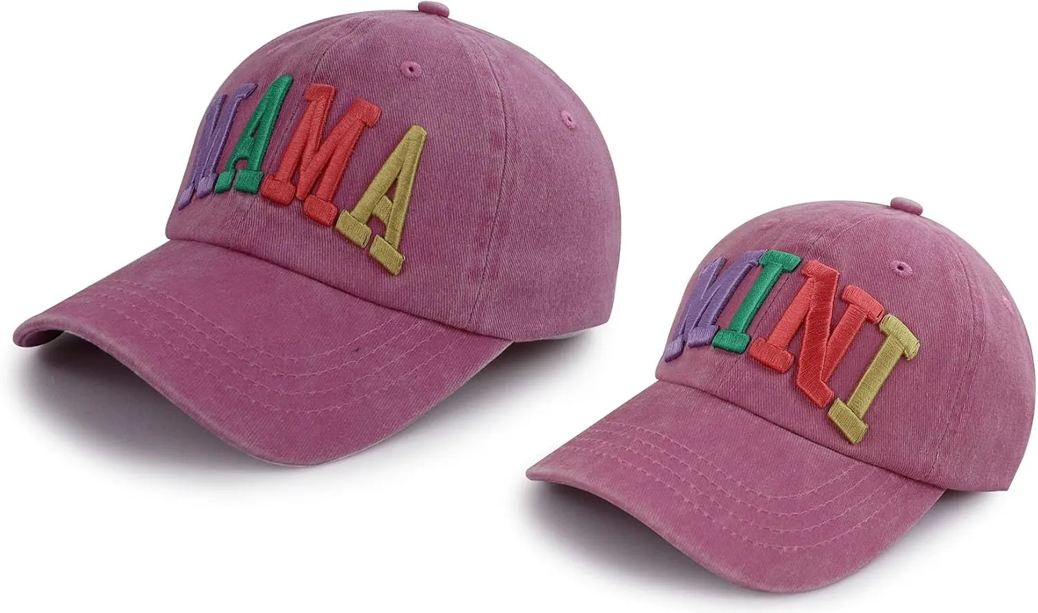 Kahhrepa 2PCS Mama and Mini Hats for Women Girls, Funny Adjustable Embroidered Cotton 3D Mom Daughter Baseball Cap
