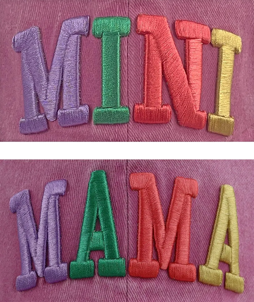 Kahhrepa 2PCS Mama and Mini Hats for Women Girls, Funny Adjustable Embroidered Cotton 3D Mom Daughter Baseball Cap
