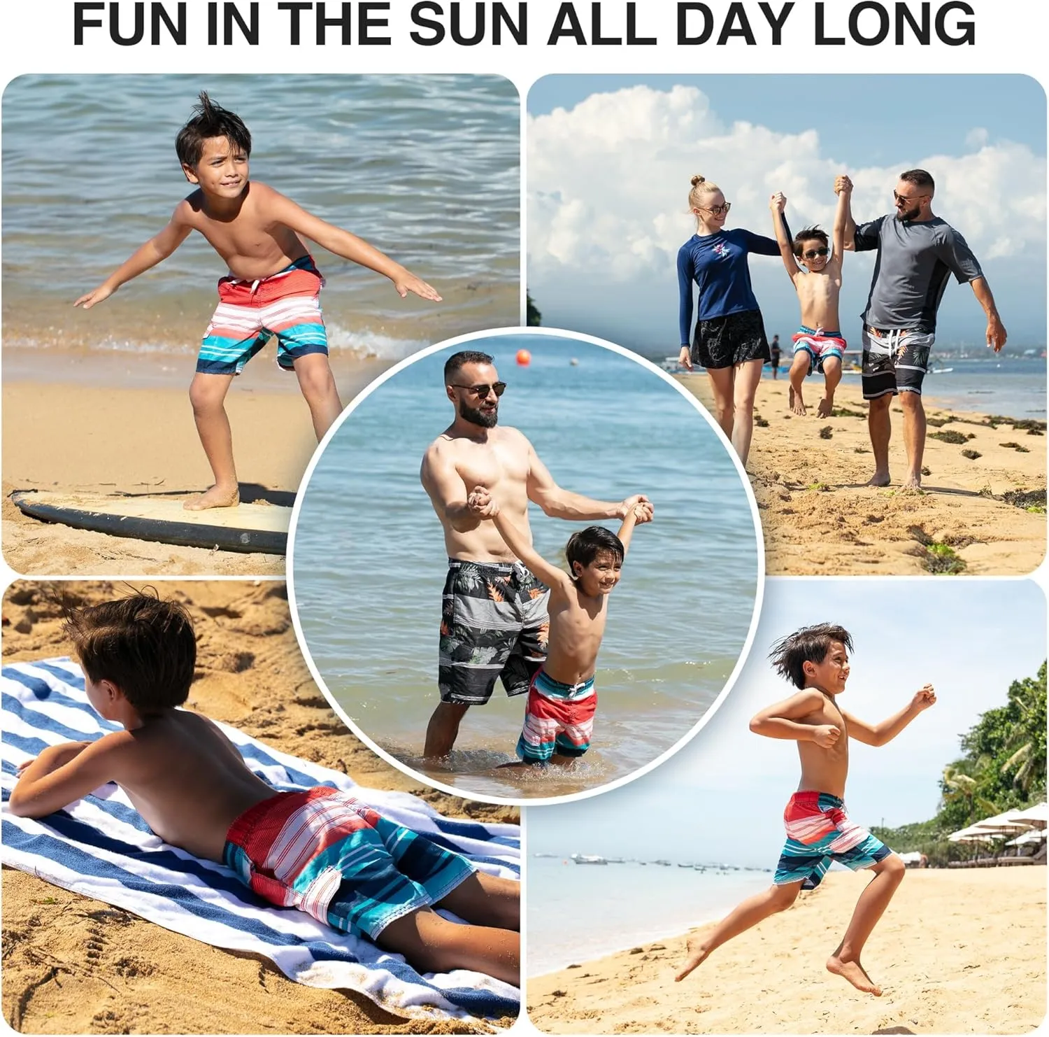 Kanu Surf Echo Boys Swim Trunks with UPF 50  Sun Protection-Quick Dry Boys Swimsuit