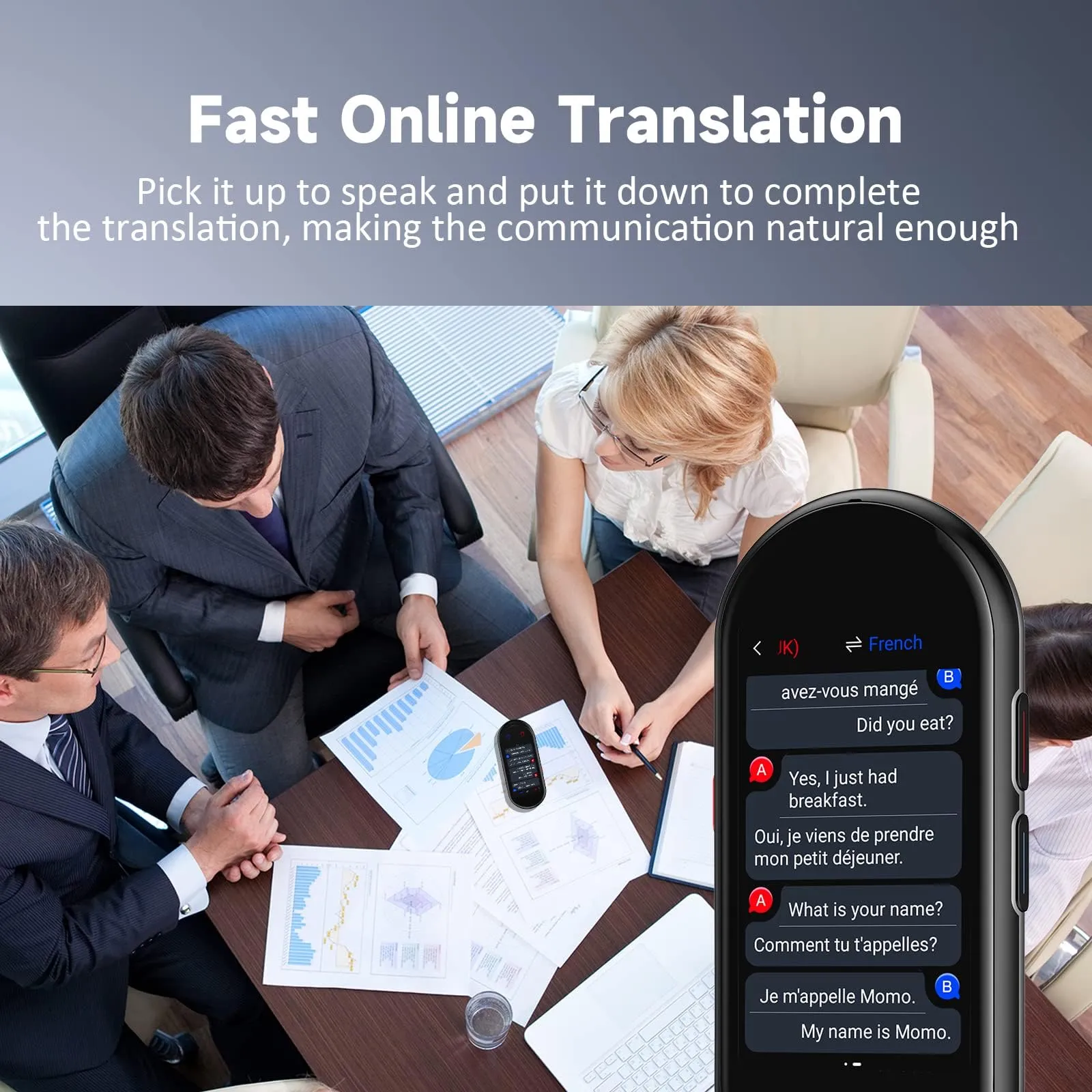 Language Translator Device, Portable Two-Way Instant Translator, Offline Online Voice Photo Translation, 137 Languages Supported, High Accuracy Translator Device for Travel Business Learning (Black)