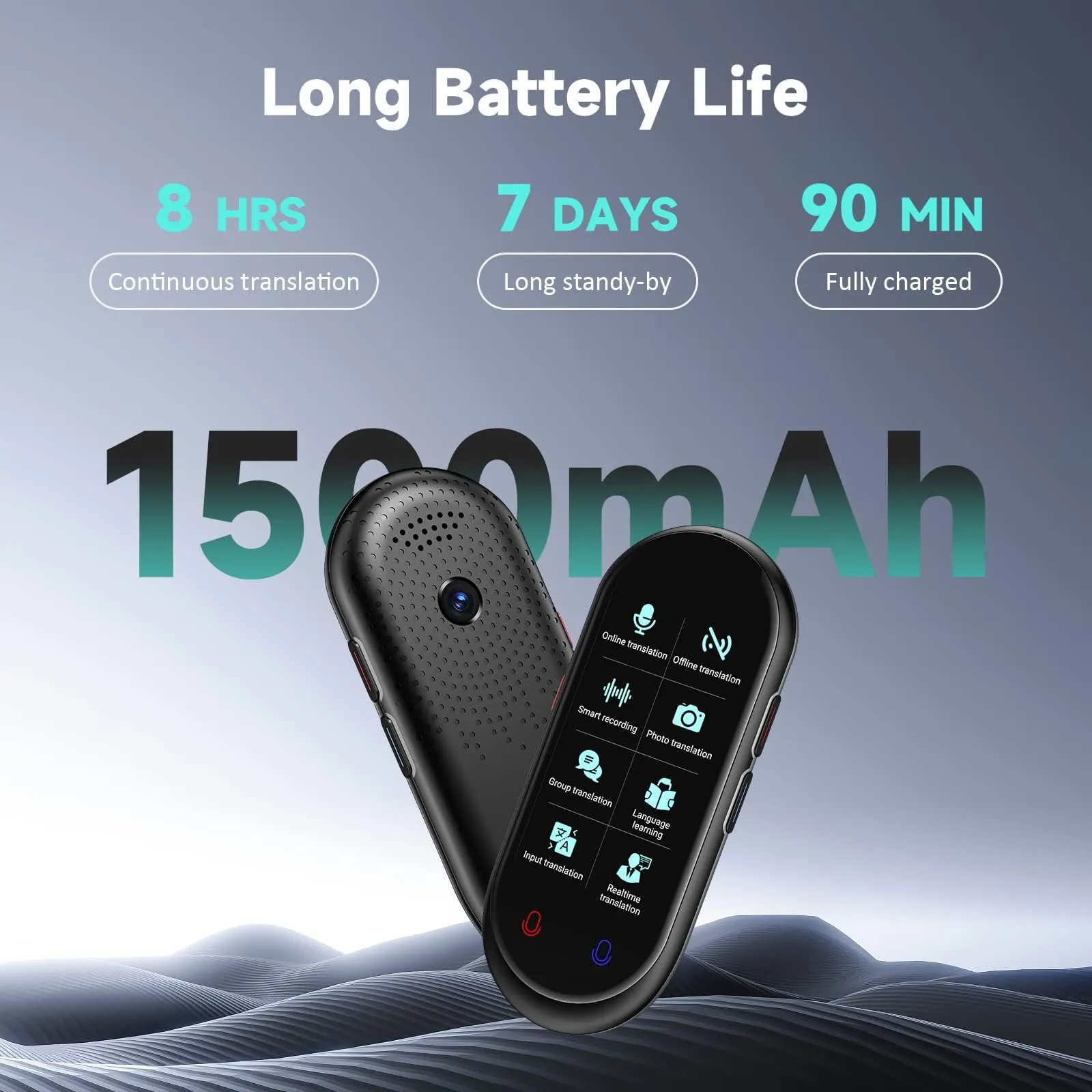 Language Translator Device, Portable Two-Way Instant Translator, Offline Online Voice Photo Translation, 137 Languages Supported, High Accuracy Translator Device for Travel Business Learning (Black)