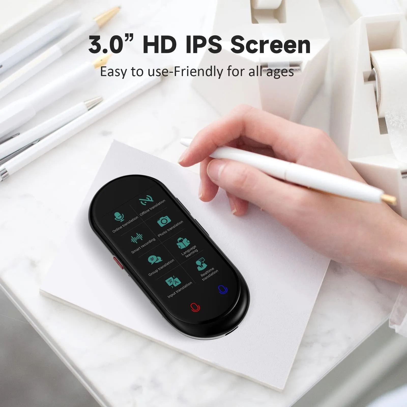Language Translator Device, Portable Two-Way Instant Translator, Offline Online Voice Photo Translation, 137 Languages Supported, High Accuracy Translator Device for Travel Business Learning (Black)