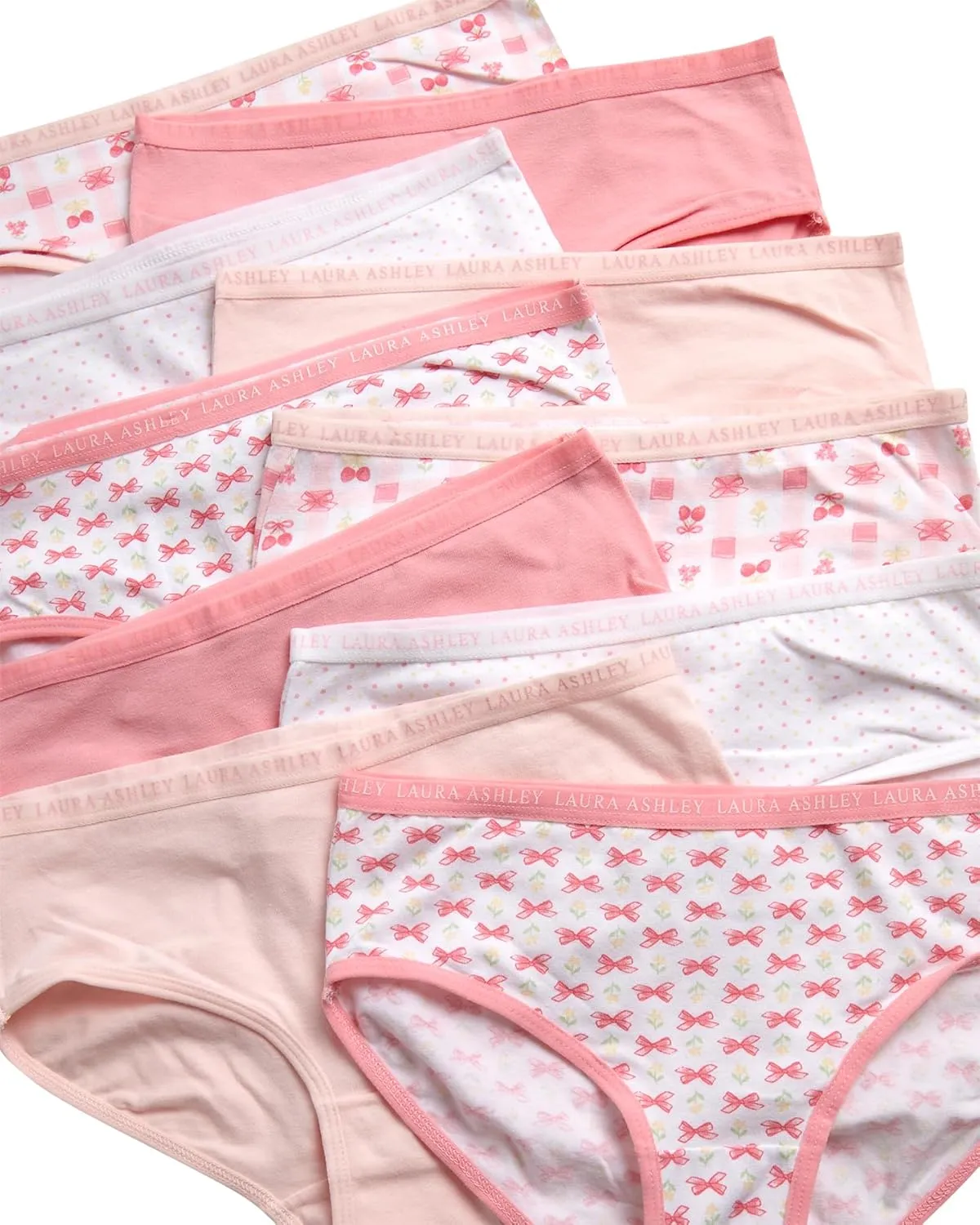 Laura Ashley Girls Underwear Briefs - 10 Pack Soft Comfort Stretch Breathable Cotton Underwear Panties for Girls (Sizes:4-12)
