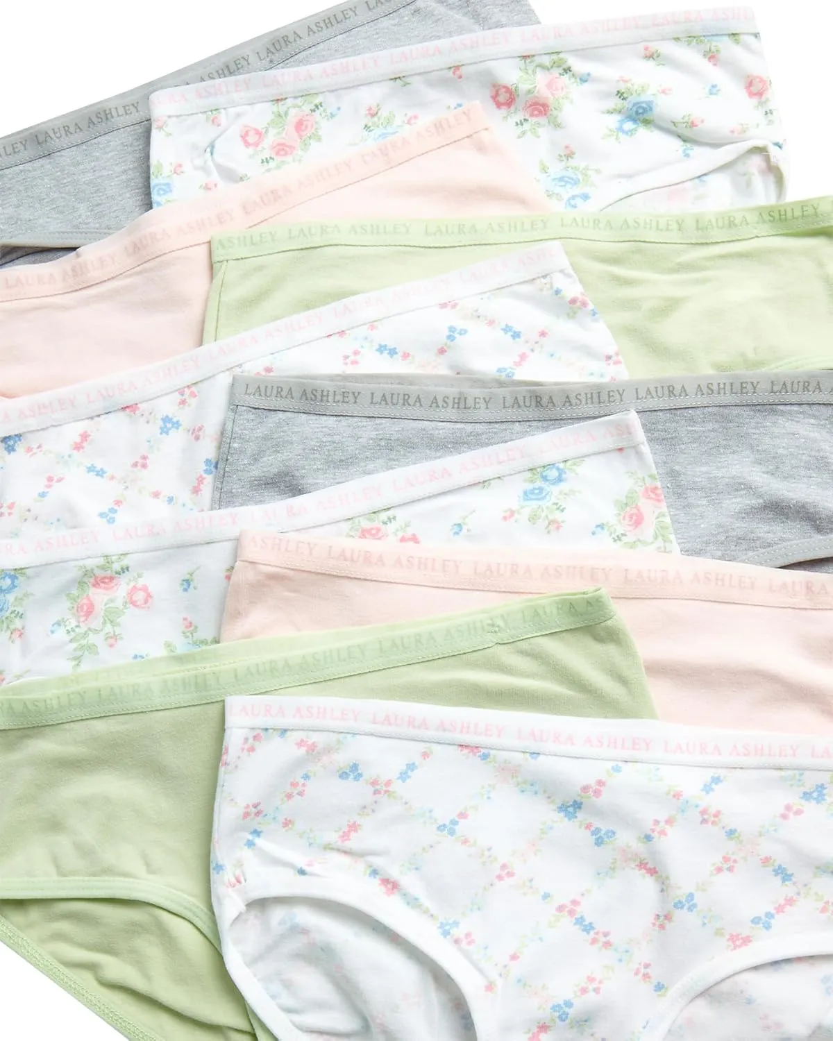 Laura Ashley Girls Underwear Briefs - 10 Pack Soft Comfort Stretch Breathable Cotton Underwear Panties for Girls (Sizes:4-12)