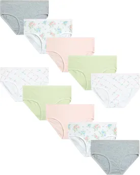 Laura Ashley Girls Underwear Briefs - 10 Pack Soft Comfort Stretch Breathable Cotton Underwear Panties for Girls (Sizes:4-12)