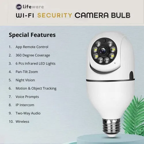 LifeWare Wireless 360-Degree Light Bulb Security Camera