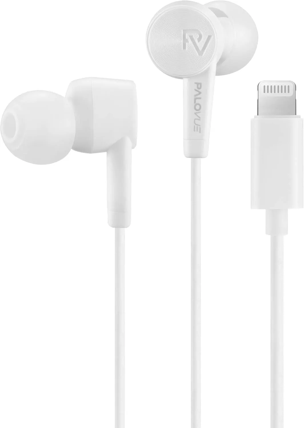 PALOVUE Lightning Earbuds - Compatible iPhone 14/13/12/11 Pro Max, X, XS Max, XR, 8 Plus, 7 Plus - MFi Certified with Microphone - SweetFlow White