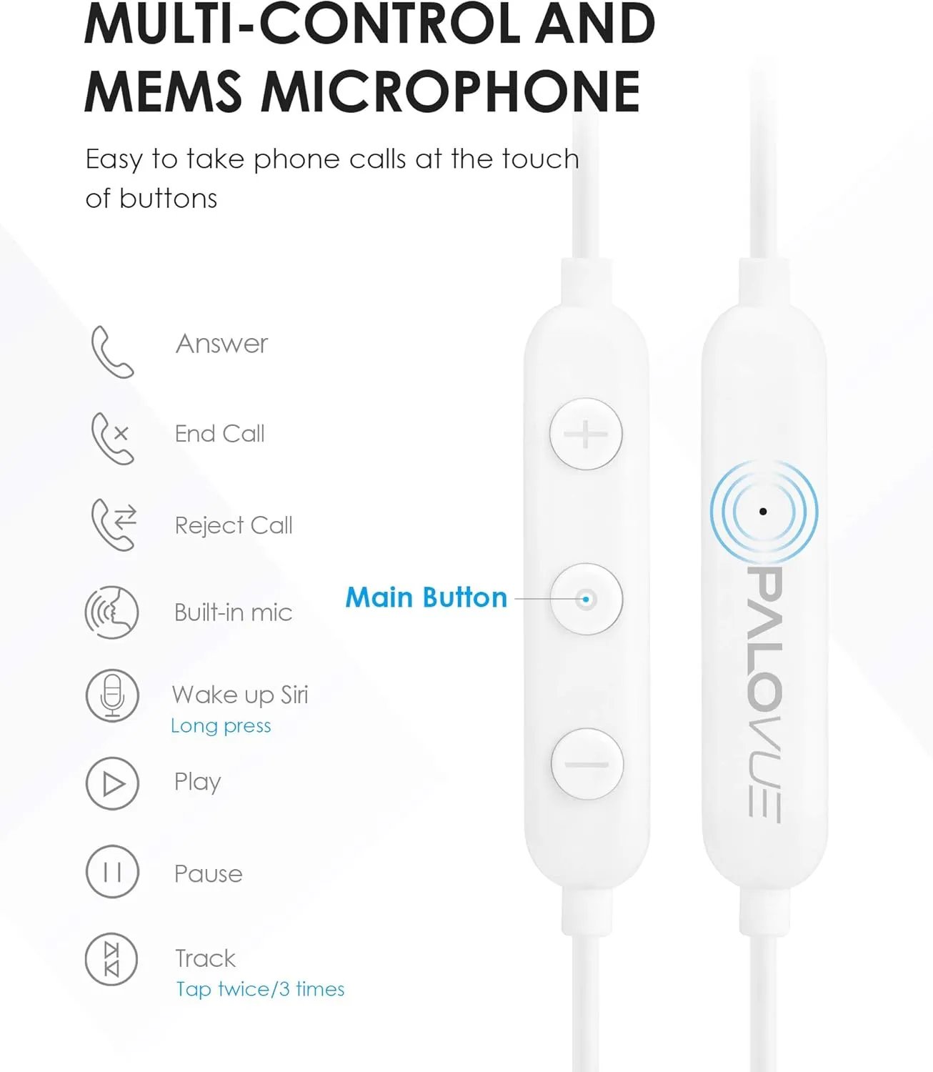 PALOVUE Lightning Earbuds - Compatible iPhone 14/13/12/11 Pro Max, X, XS Max, XR, 8 Plus, 7 Plus - MFi Certified with Microphone - SweetFlow White