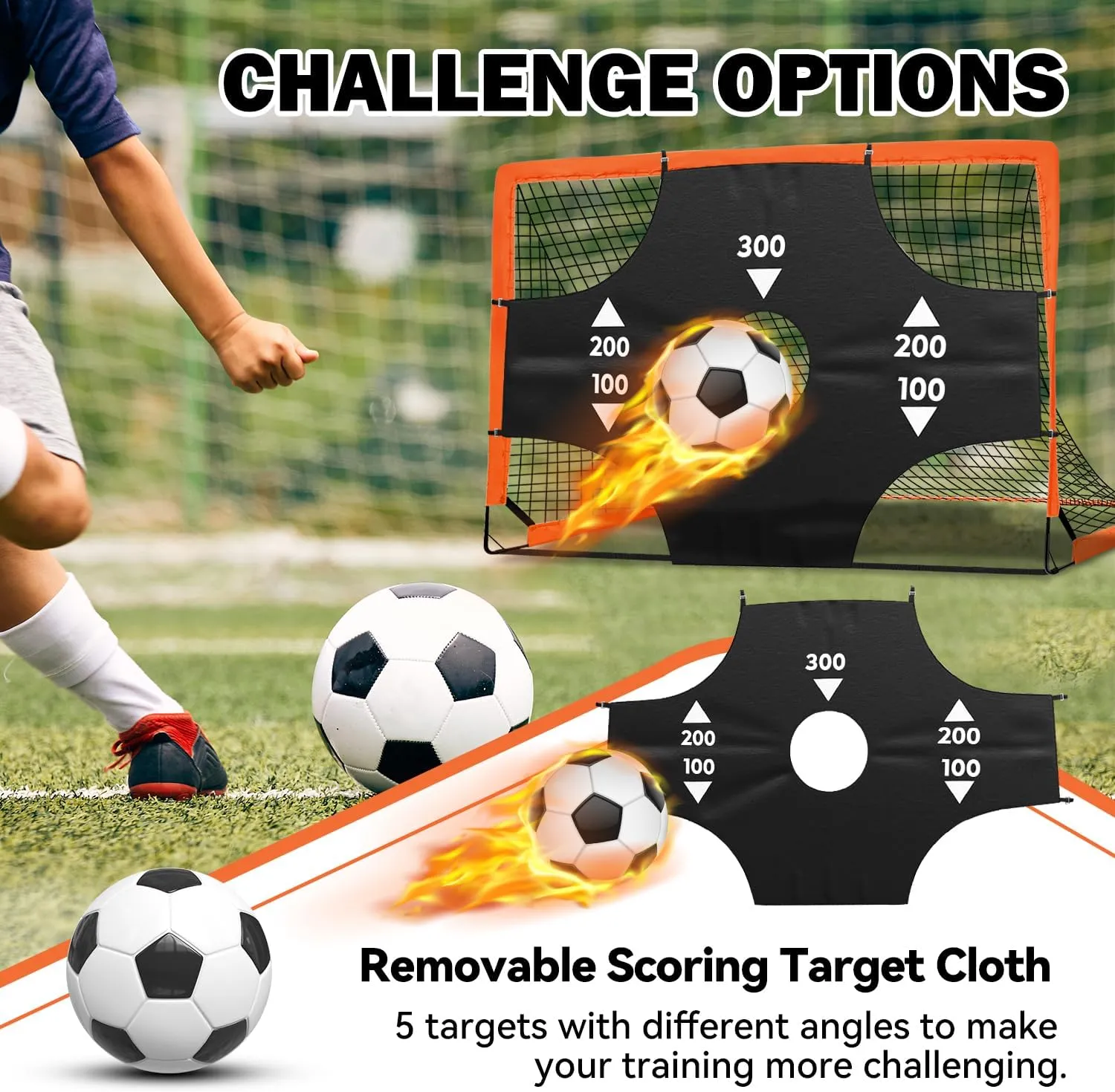 Portable Pop Up Soccer Goal - 6x4ft Backyard Training Equipment with Soccer Ball, Scoring Target Cloth, and Conesl,Fencing Training EquipmentBaseball & Softball Protective Screens