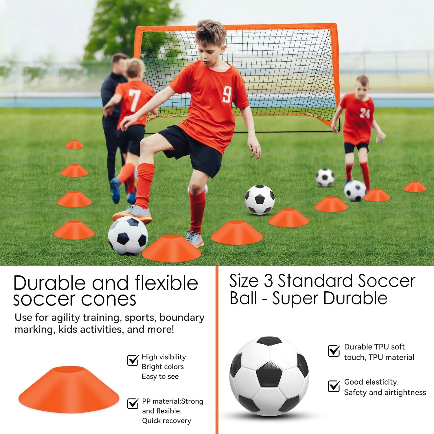 Portable Pop Up Soccer Goal - 6x4ft Backyard Training Equipment with Soccer Ball, Scoring Target Cloth, and Conesl,Fencing Training EquipmentBaseball & Softball Protective Screens