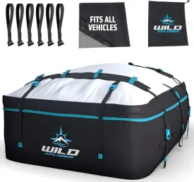 Rooftop Cargo Carrier - Waterproof Soft Shell Car Roof Cargo Carrier, Heavy Duty Car Top Luggage Cargo Bag with Patented Door Hook System and Non-Slip Mat for Car or SUV (15 Cubic Feet)