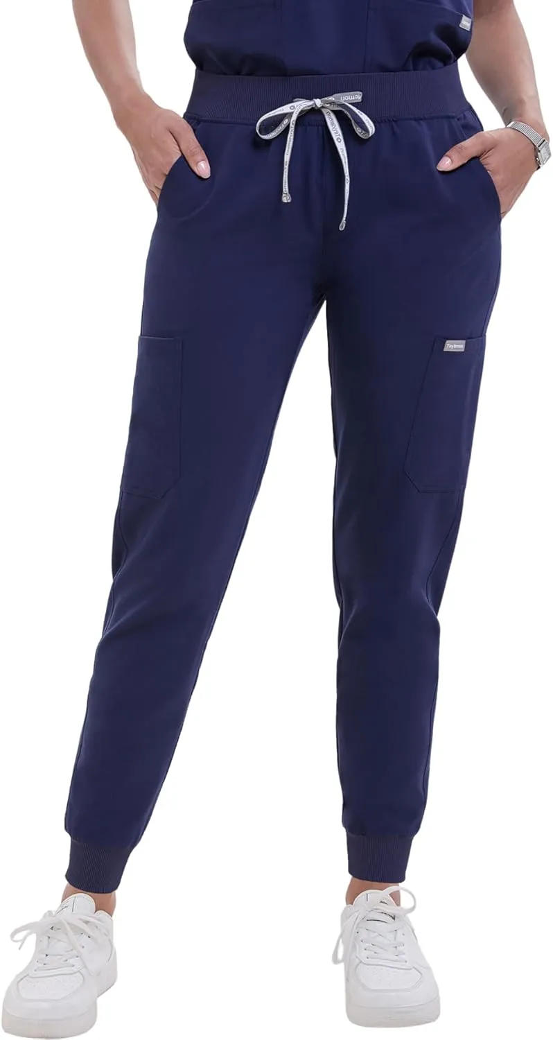 Scrub Pants for Women - Slim Fit Soft Four Way Stretch Anti-Wrinkle Yoga Waistband Women Joggers 8 Pockets