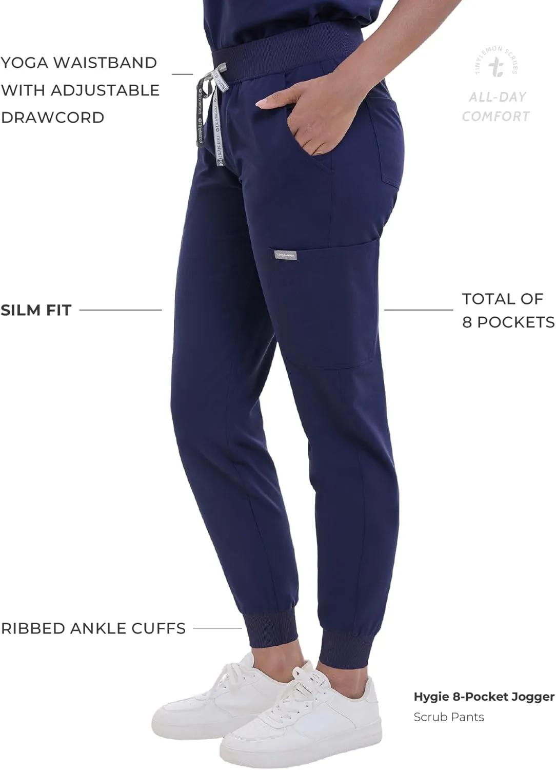 Scrub Pants for Women - Slim Fit Soft Four Way Stretch Anti-Wrinkle Yoga Waistband Women Joggers 8 Pockets