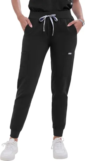 Scrub Pants for Women - Slim Fit Soft Four Way Stretch Anti-Wrinkle Yoga Waistband Women Joggers 8 Pockets