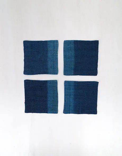 Set of 4 Coasters Indigo Dyed Dot