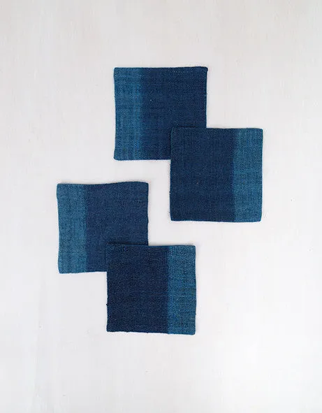 Set of 4 Coasters Indigo Dyed Dot