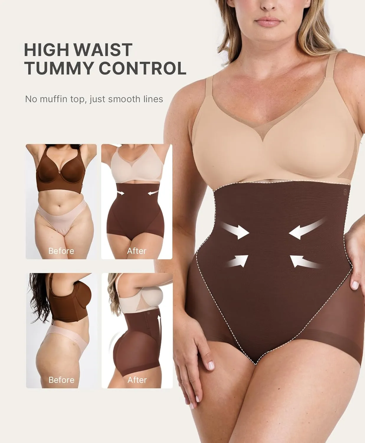 SHAPELLX Women's Shapewear Panties Tummy Control Underwear High Waist Body Shaper Breathable Compression Briefs Girdle