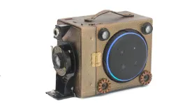 Steampunk Amazon 3rd Gen Echo Dot Holder/Stand, Gifts for Geeks, Electronic Audio gadget for him and her, signed & numbered artwork