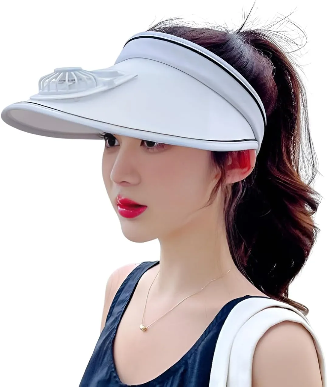 Sun Visor Hat with USB Fan, Summer Empty Top 3 Temp Settings Beach Cooling Anti UV Adjustable Fishing Hiking Cycling Cap