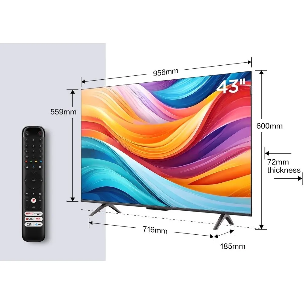 TCL 43C655K 43" QLED 4K Ultra HD Smart TV, Grey, F Rated
