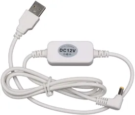 USB DC 5V to 12V Power Cable Adapter for Amazon Echo Devices, 4 ft. White