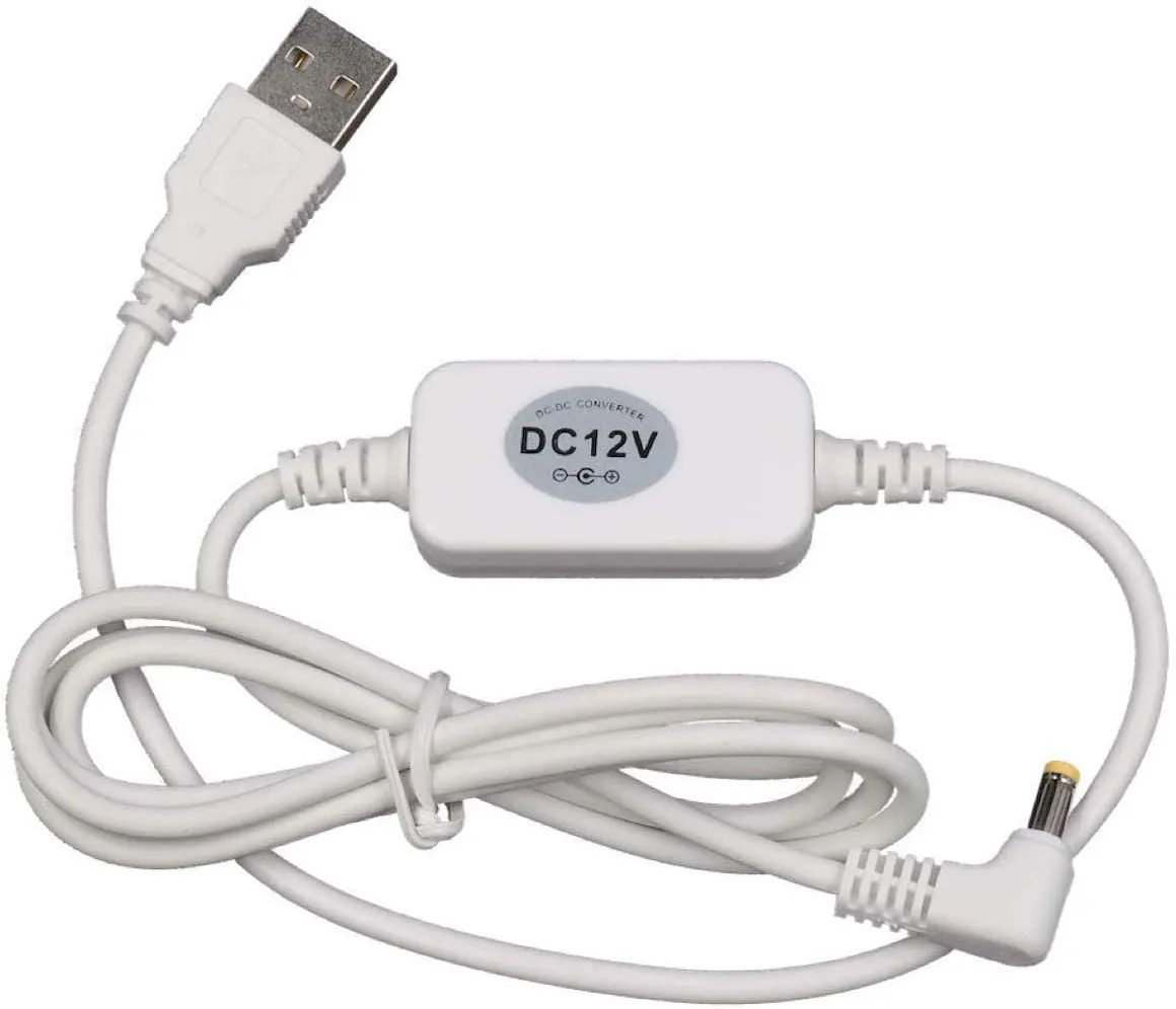 USB DC 5V to 12V Power Cable Adapter for Amazon Echo Devices, 4 ft. White