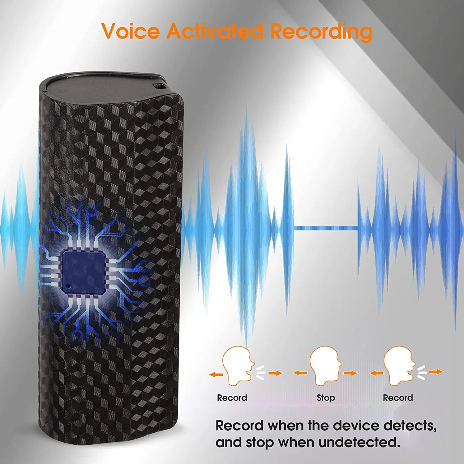 Voice Activated Audio Recorder, 32GB one touch key recording