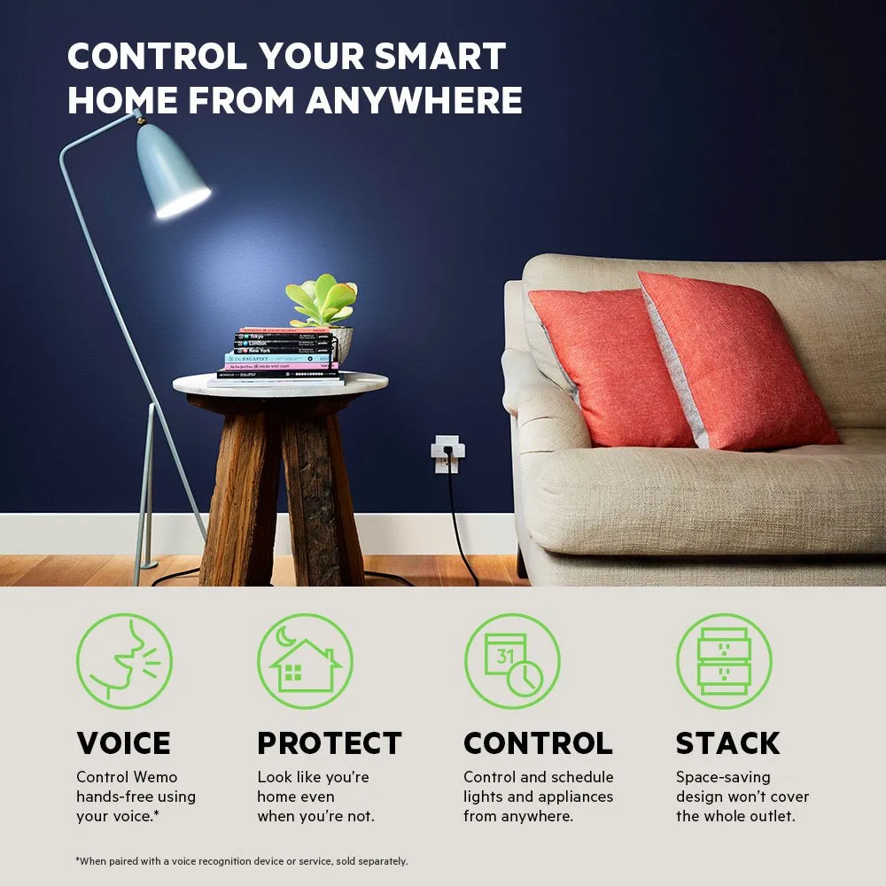 Wemo Mini Smart Plug, Wifi Enabled, Works with Alexa, Google Assistant & Apple Homekit