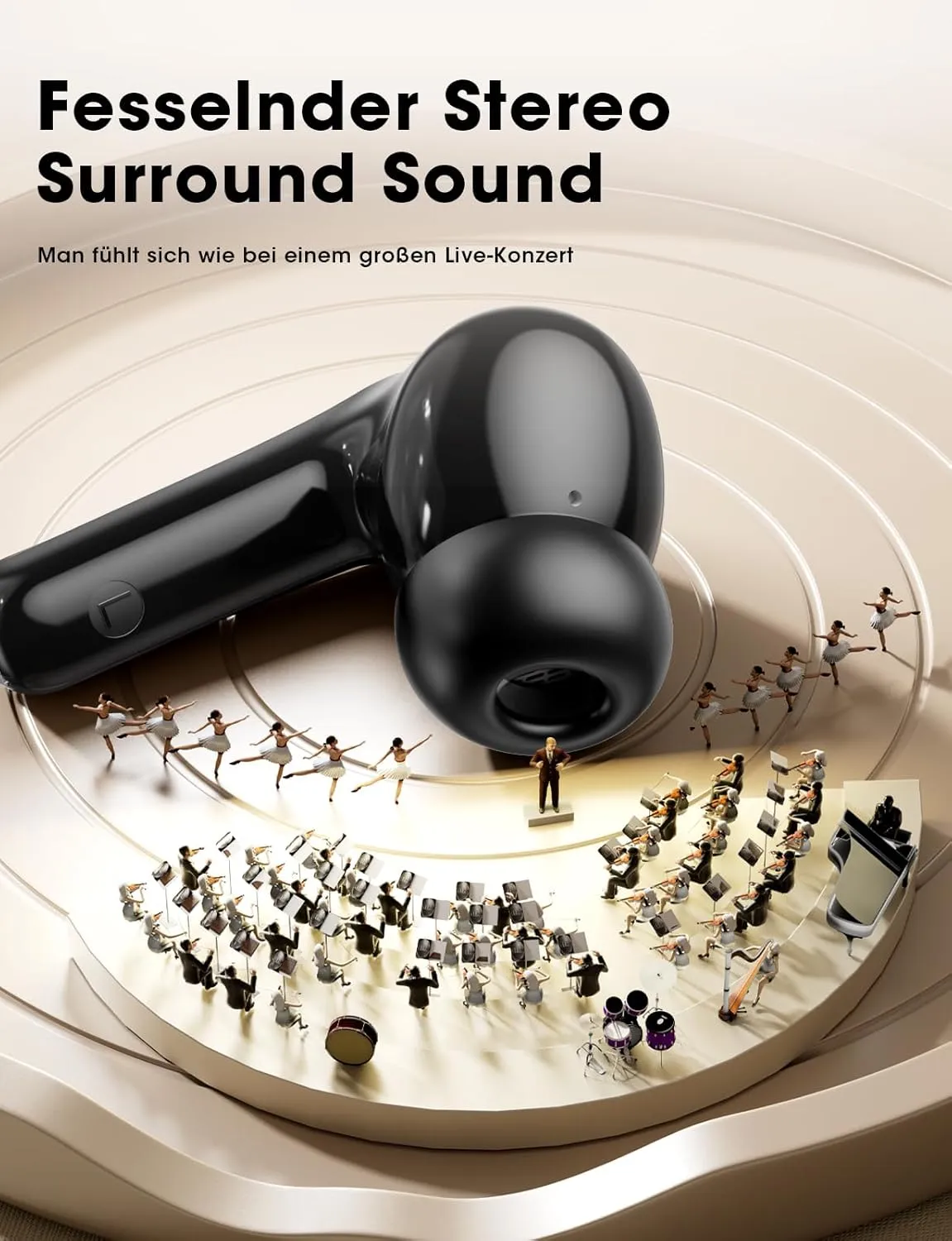 Wireless Earbuds, Bluetooth Ear Buds with Big Bass Stereo Sound, 48 Hours Playtime, Lightweight in-Ear Fit Earphones, IPX7, Hands-Free Calls with AI for iPhone, Android, Pad, Sports, Workout