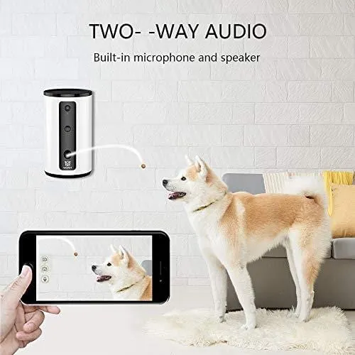 WOpet Smart Pet Camera:Dog Treat Dispenser, Full HD WiFi Pet Camera with Night Vision for Pet Viewing,Two Way Audio Communication Designed for Dogs and Cats,Monitor Your Pet Remotely